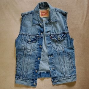 Levi's Blue Denim Vest 100% Cotton Retro